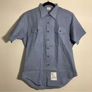 NWOT Vintage 80s-90s Workwear Utility Navshirt Short Sleeve Button Up Shirt Sz L